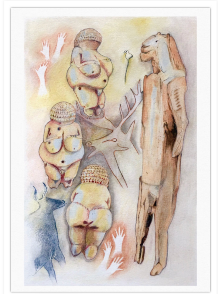 Venus & Lionman by Paula Kuitenbrouwer Small Art Card