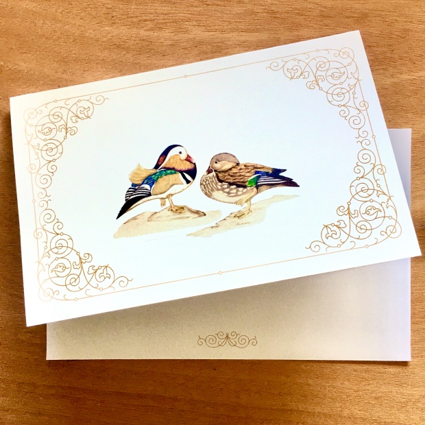 Mandarin duck art card 